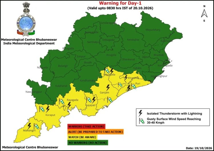 ପାଣିପାଗ: ଆଗାମୀ ୭ଦିନ ପାଗ ସୁଖଦ, ମେଘୁଆ ସହ ୨୦ରେ କାଁଭାଁ ବର୍ଷା